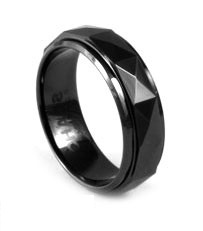 Faceted Black Ceramic Ring
