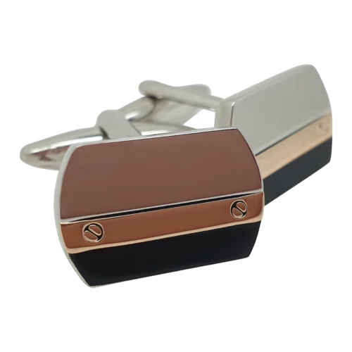Polished Black, Gold, Steel Cufflinks