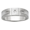 Vertical Grooves Angle Diamond White Gold Mens Ring