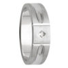Vertical Grooves Angle Diamond White Gold Mens Ring