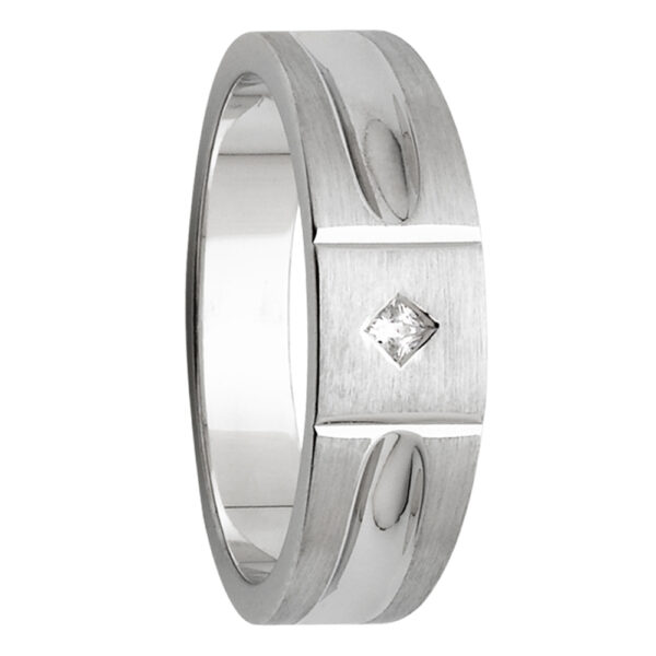 Vertical Grooves Angle Diamond White Gold Mens Ring Vertical Grooves Angle Diamond White Gold Mens Ring