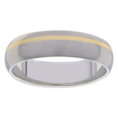 WD219 6 Slim Titanium Yellow Gold Stripe Mens Ring