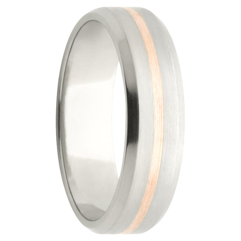 WD437 6 1 Titanium Pastel Rose White Gold Mens Ring