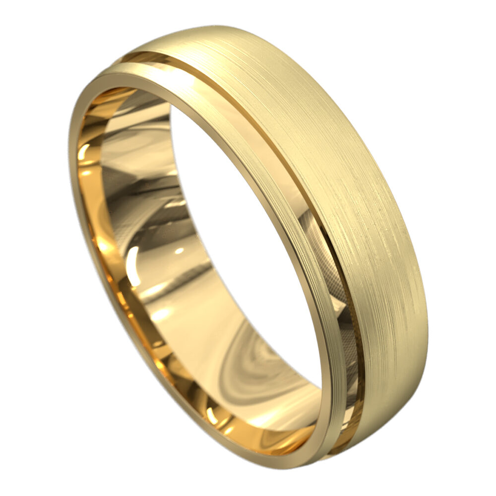 WWAT3010 YYY Stunning Yellow Gold Brushed Finish Mens Wedding Ring