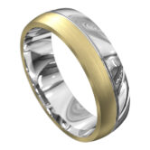 WWAT3012 YW Brushed Yellow and White Gold Mens Wedding Ring