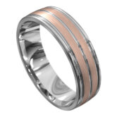 WWAT3022 WR White and Rose Gold Brushed Mens Wedding Ring
