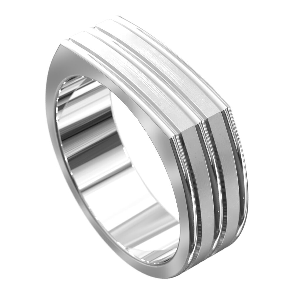 WWAT3026 WW Brilliant White Gold Grooved Mens Wedding Ring