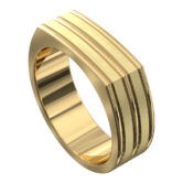 WWAT3026 YY Grooved Yellow Gold Mens Wedding Ring