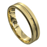 WWAT3028 YY Remarkable Yellow Gold Brushed and Polished Mens Wedding Ring