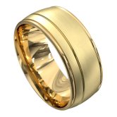 WWAT3038 YY Brushed Finish Yellow Gold Mens Wedding Ring