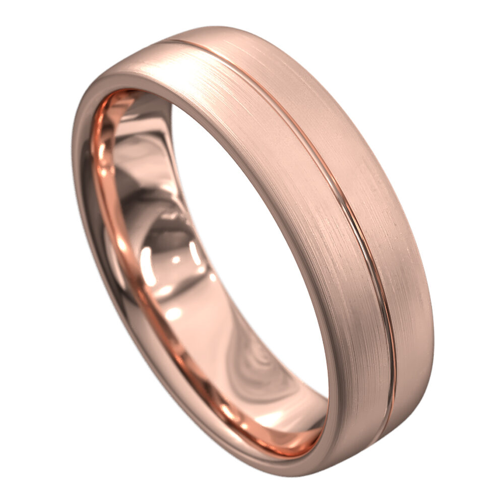 WWAT3044 RR Impressive Rose Gold Brushed and Polished Mens Wedding Ring