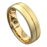 WWAT3044 YY Stunning Yellow Gold Brushed and Polished Mens Wedding Ring