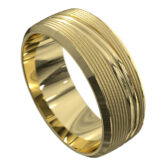 WWAT3054 YY Yellow Gold Grooved Polished Mens Wedding Ring