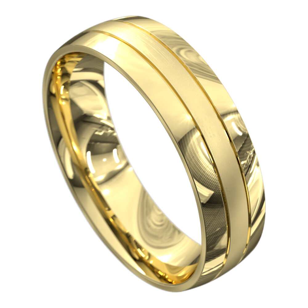 WWAT3056 YY Stunning Yellow Gold Polished Mens Wedding Ring