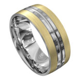 WWAT3058 YW Yellow and White Gold Brushed Mens Wedding Ring