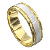 WWAT3068 YW Yellow and White Gold Grooved Mens Wedding Ring