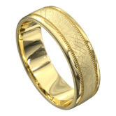 WWAT3068 YY Stunning Yellow Gold Grooved Mens Wedding Ring