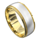 WWAT3072 YW Yellow and White Gold Brushed Mens Wedding Ring