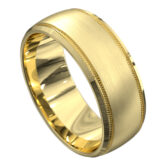 WWAT3072 YY Yellow Gold Brushed and Polished Mens Wedding Ring