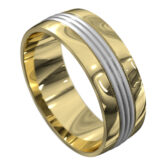 WWAT3076 YW Yellow and White Gold Satin Mens Wedding Ring