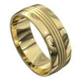 WWAT3076 YY Stunning Yellow Gold Satin Mens Wedding Ring