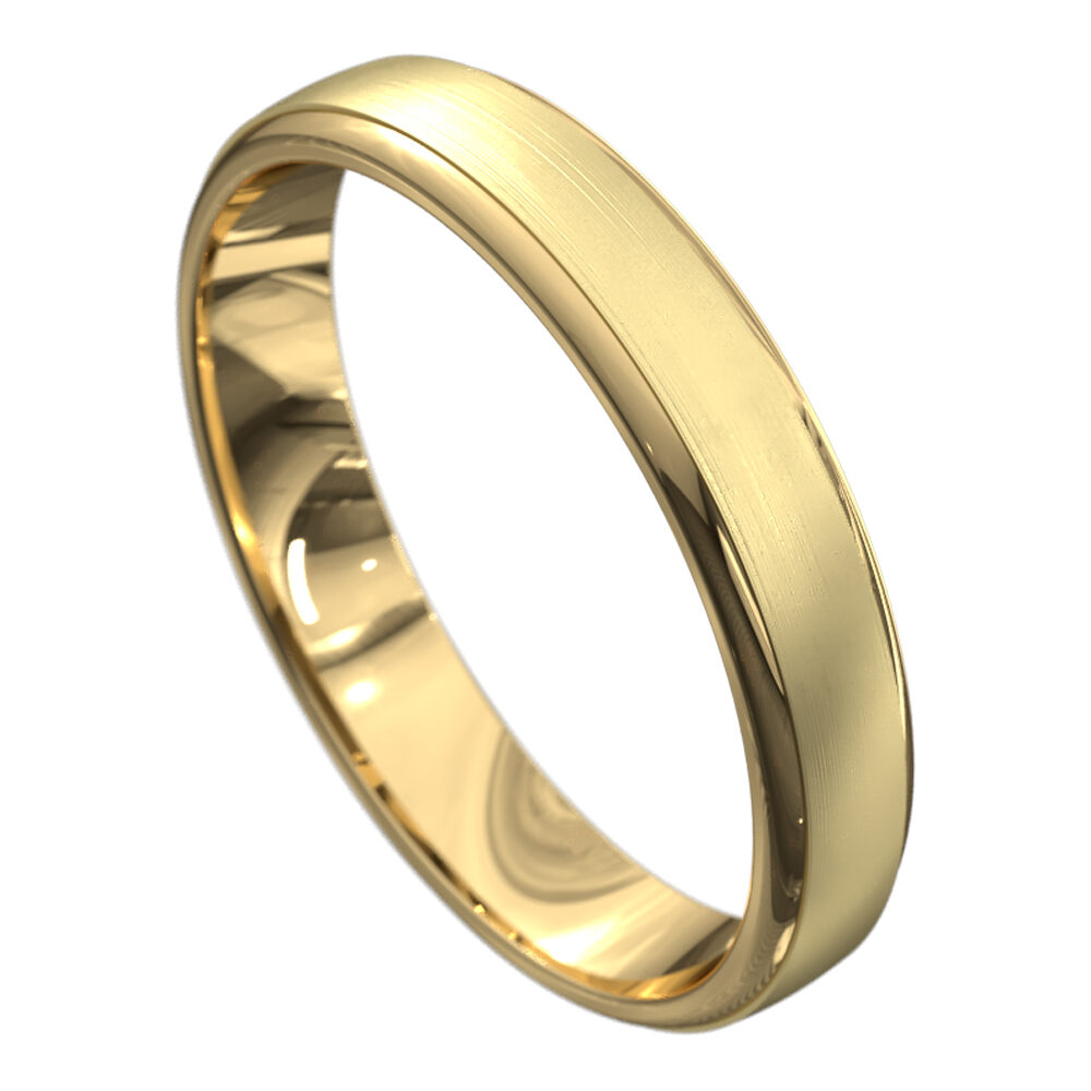 WWAT3080 YY Brushed and Polished Yellow Gold Mens Wedding Ring