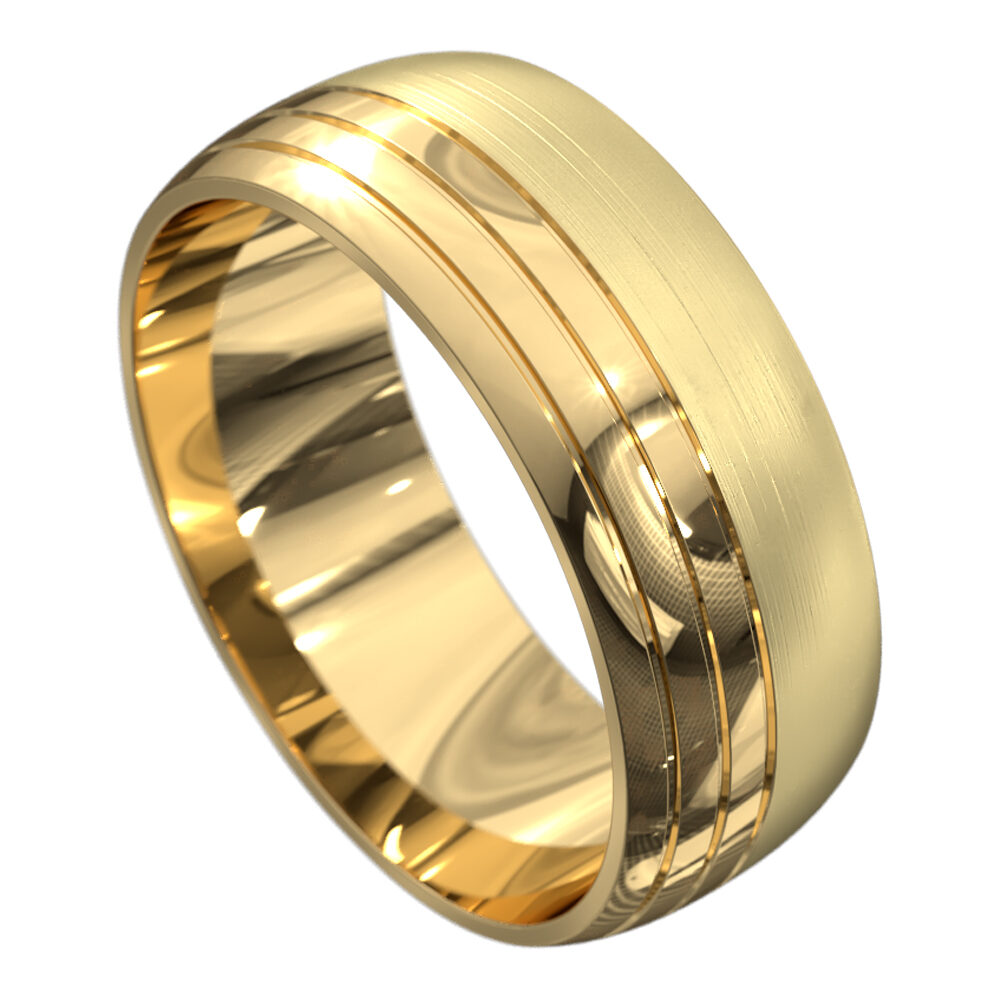 WWAT3086 Y Polished and Brushed Yellow Gold Mens Wedding Ring