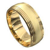 WWAT3088 YY Stunning Yellow Gold Brushed and Polished Mens Wedding Ring