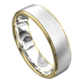 WWAT3096 YW Yellow and White Gold Brushed Mens Wedding Ring