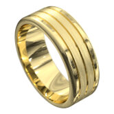 WWAT4044 YY Stunning Yellow Gold Satin Mens Wedding Ring