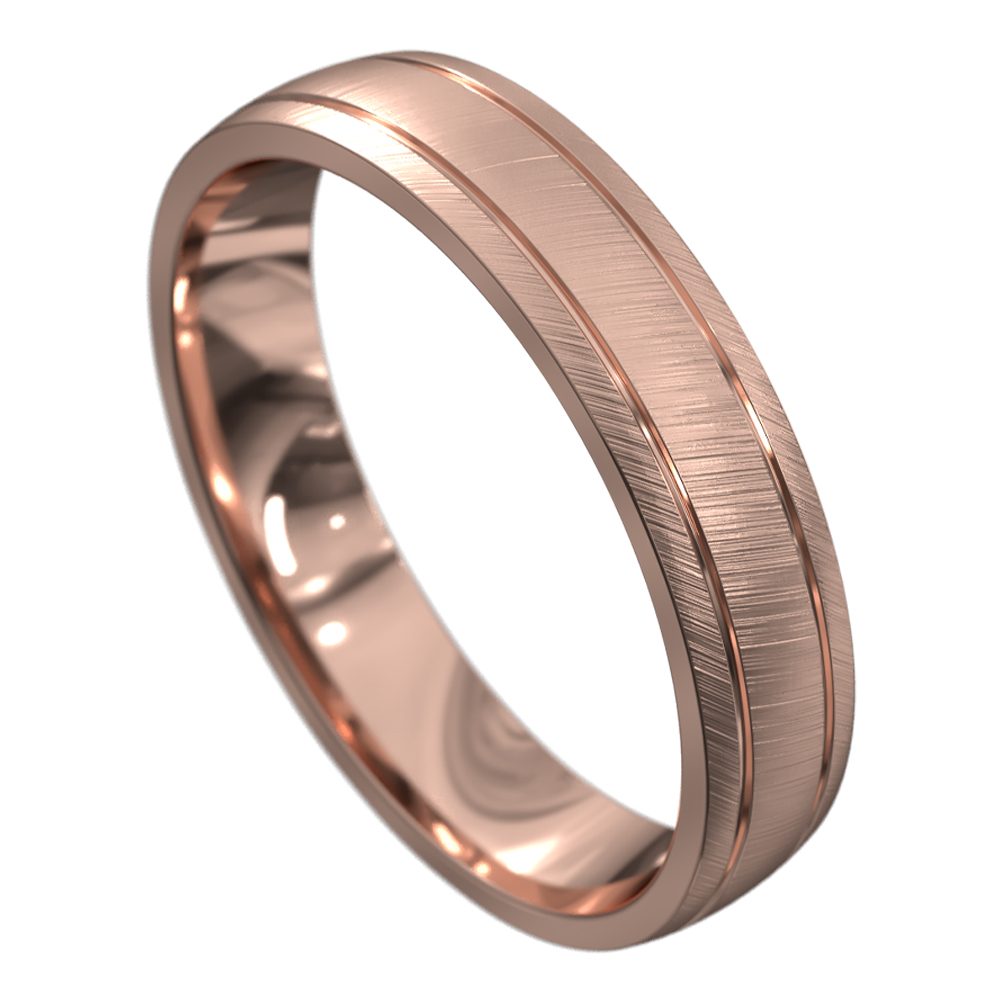 WWAT4046 R Impressive Rose Gold Brushed and Polished Mens Wedding Ring