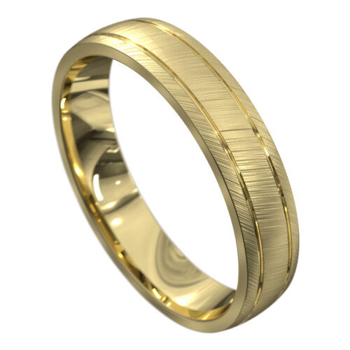 WWAT4046 Y Yellow Gold Brushed and Polished Mens Wedding Ring