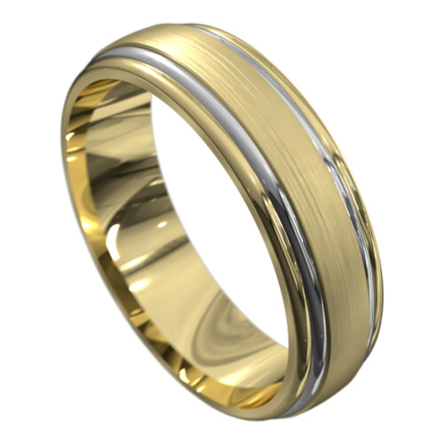 WWAT4048 YW Yellow and White Gold Brushed Mens Wedding Ring