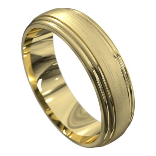 WWAT4048 YY Yellow Gold Brushed and Polished Mens Wedding Ring