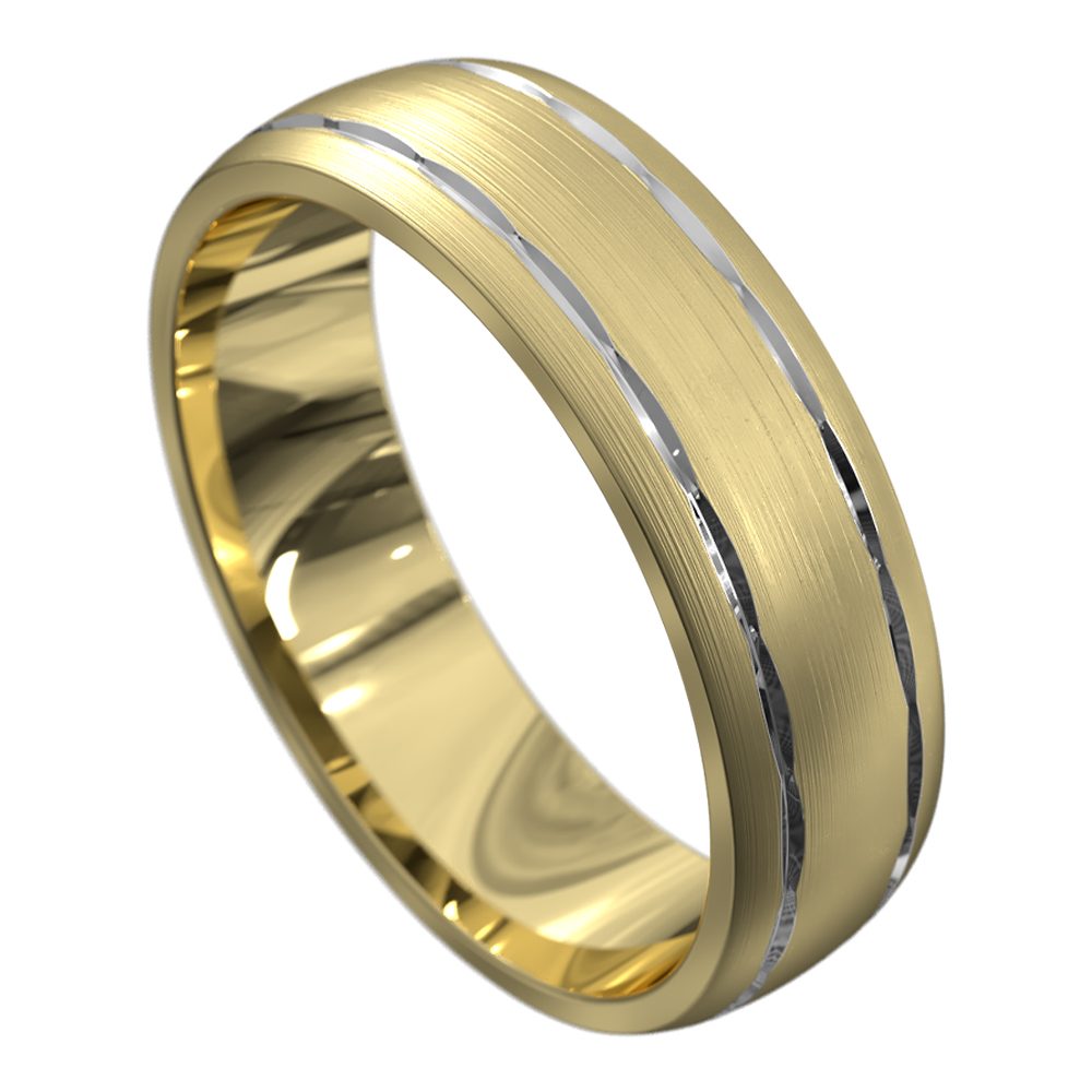 WWAT4050 YW Yellow and White Gold Brushed Mens Wedding Ring