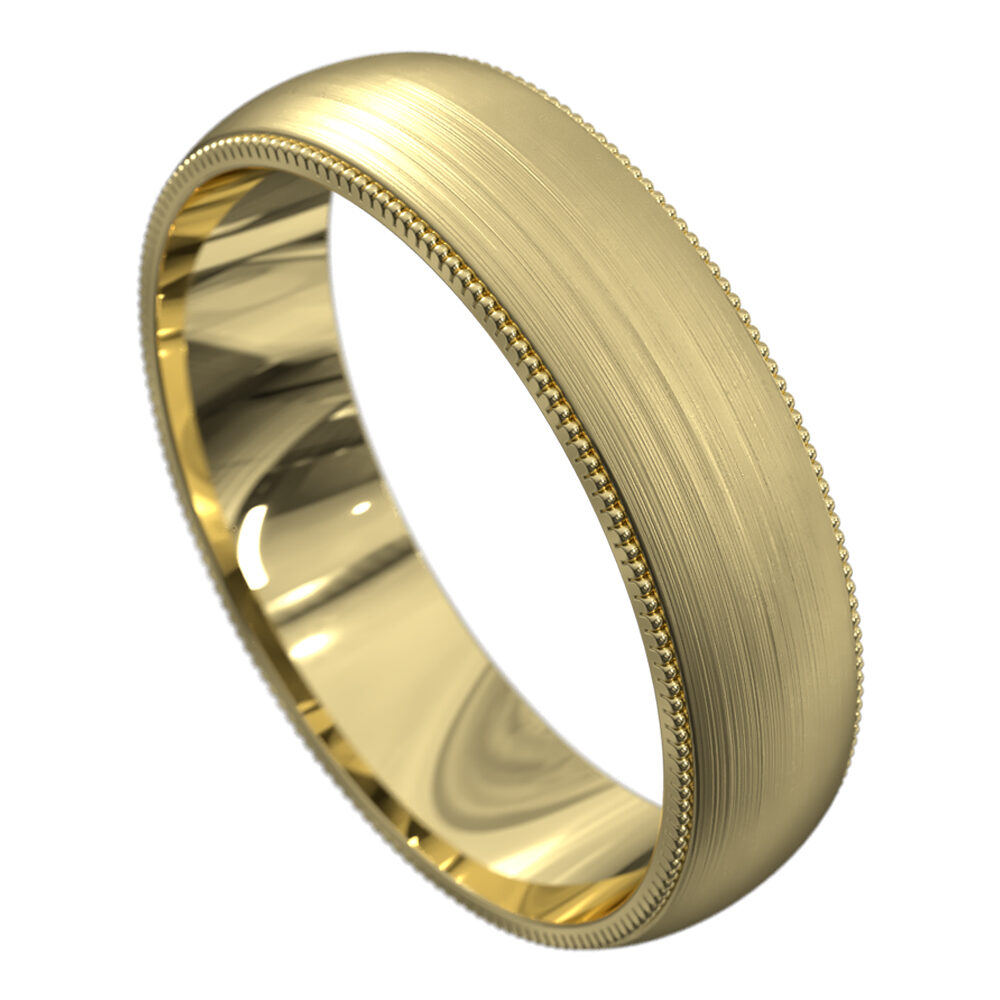 WWAT4054 Y Yellow Gold Brushed Finish Mens Wedding Ring