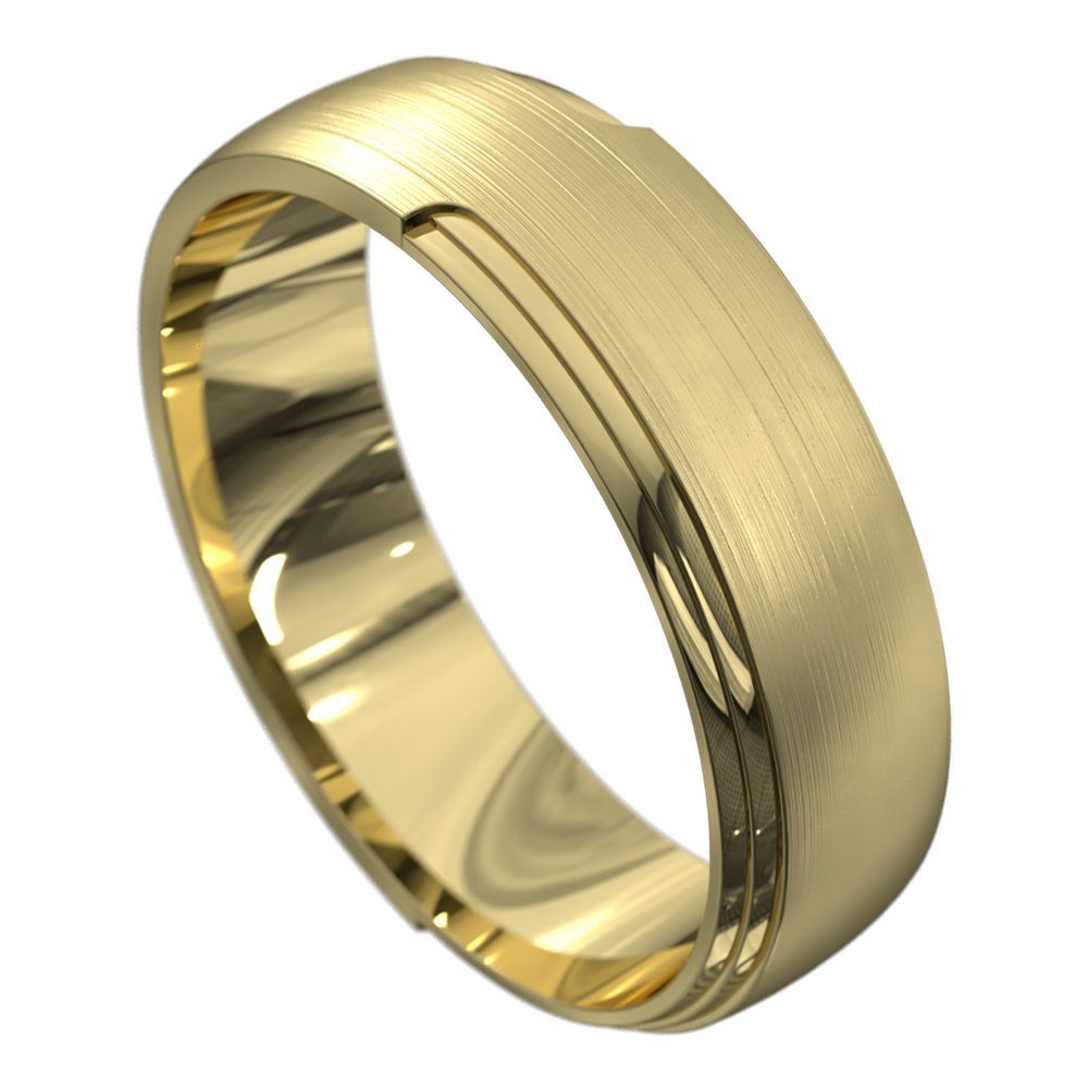 WWAT4058 Y Yellow Gold Brushed and Polished Mens Wedding Ring