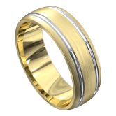WWAT4060 YW Yellow and White Gold Brushed Mens Wedding Ring 1