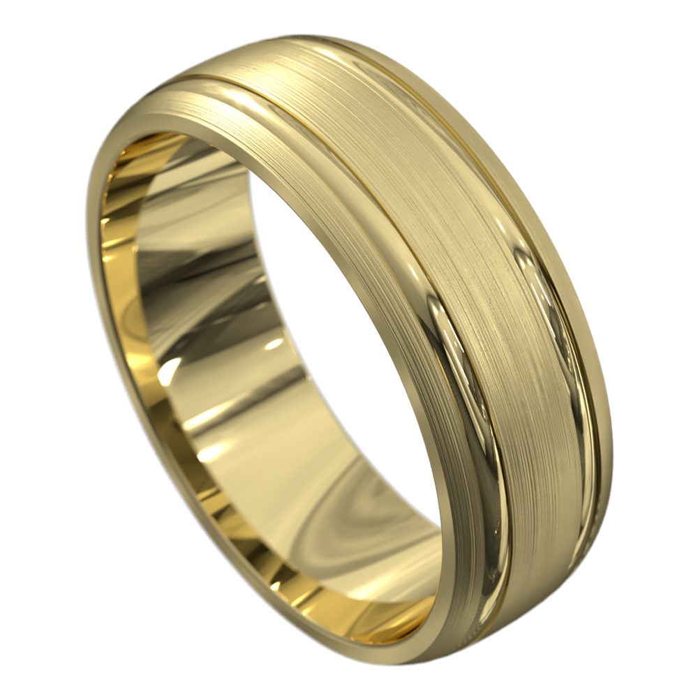 WWAT4060 YY Yellow Gold Brushed and Polished Mens Wedding Ring 1