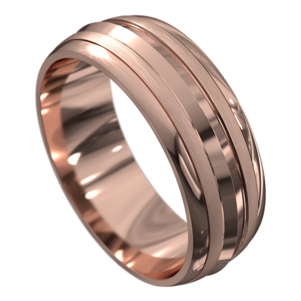 WWAT4064 R Remarkable Rose Gold Satin Mens Wedding Ring