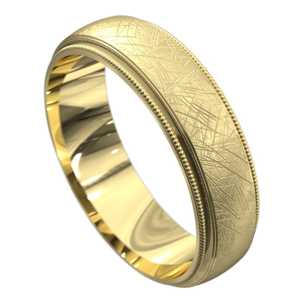 WWAT4066 Y Stunning Yellow Gold Brushed Mens Wedding Ring