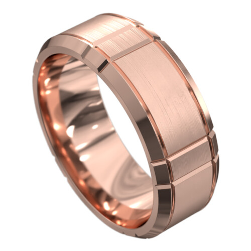 WWAT4070 RR Sensational Rose Gold Polished and Brushed Mens Wedding Ring