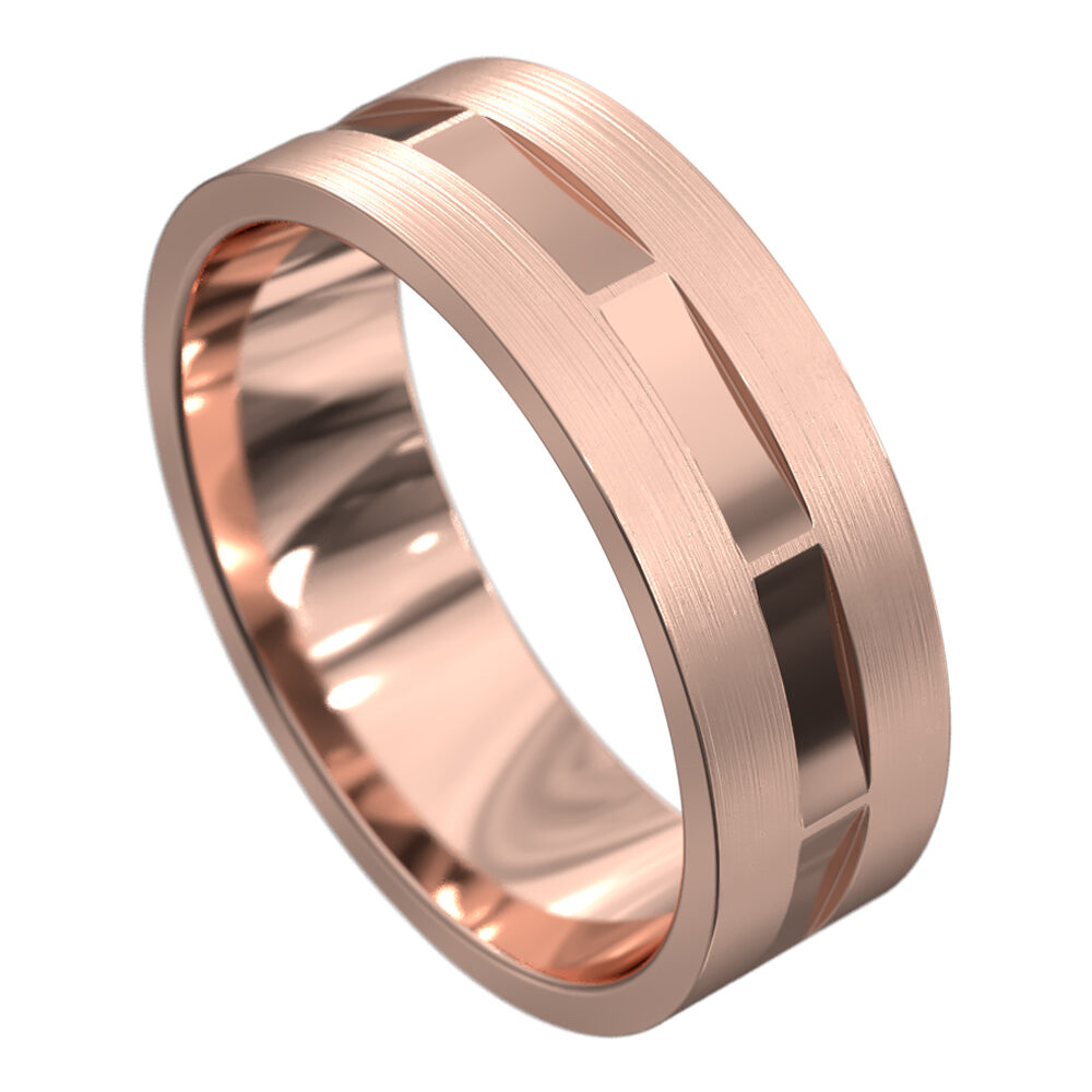 WWAT4080 RR Impressive Rose Gold Brushed Mens Wedding Ring