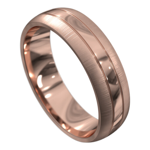 WWAT4084 RR Sensational Rose Gold Polished Mens Wedding Ring