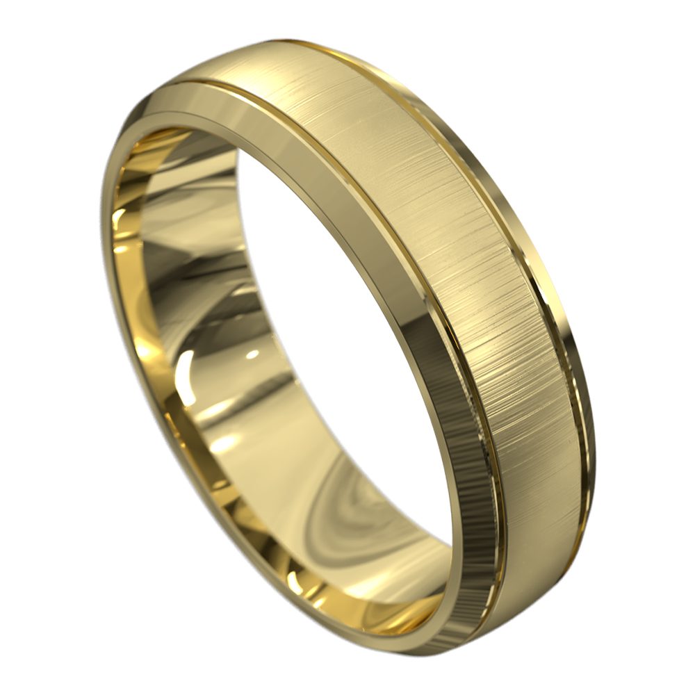 WWAT4086 YY Stunning Brushed Yellow Gold Mens Wedding Ring