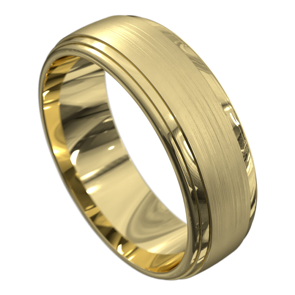 WWAT4092 YY Stunning Yellow Gold Polished Mens Wedding Ring
