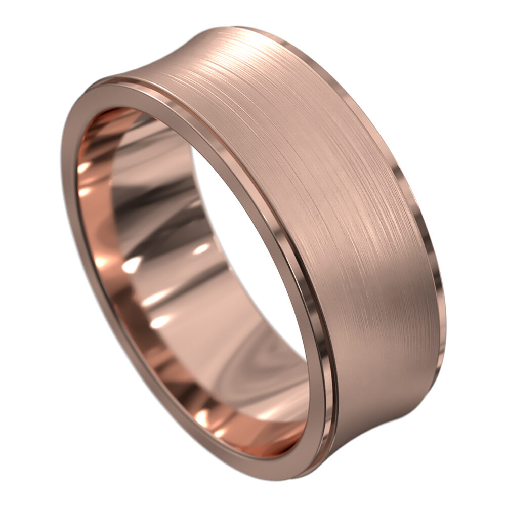 WWAT4096 R Polished and Brushed Rose Gold Mens Wedding Ring
