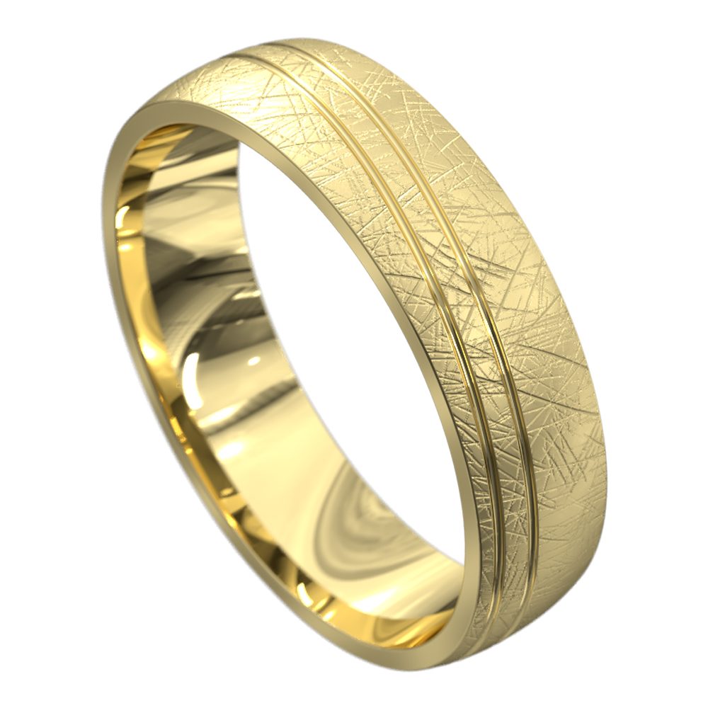 WWAT4097 YY Yellow Gold Brushed Mens Wedding Ring