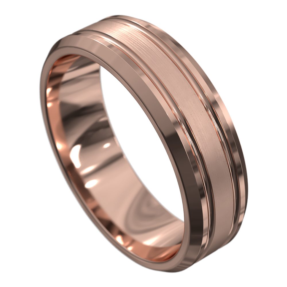 WWAT4099 RR Stunning Polished Rose Gold Mens Wedding Ring