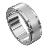 WWCF5000 W Brushed and Polished White Gold Mens Wedding Ring